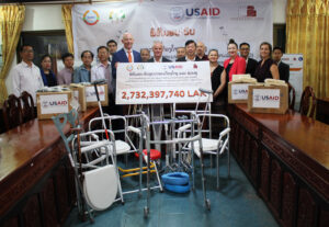 Photo caption: USAID Country Representative to Lao PDR, Mr. Michael Ronning joined Director General Department Healthcare and Rehabilitation, Ministry of Health, Dr. Khamsay Detleuxay to officially hand over a priority list on August 22, 2023. – Photo credit: Souliya Ounavong, USAID Okard Communication and Liaison Officer. 
